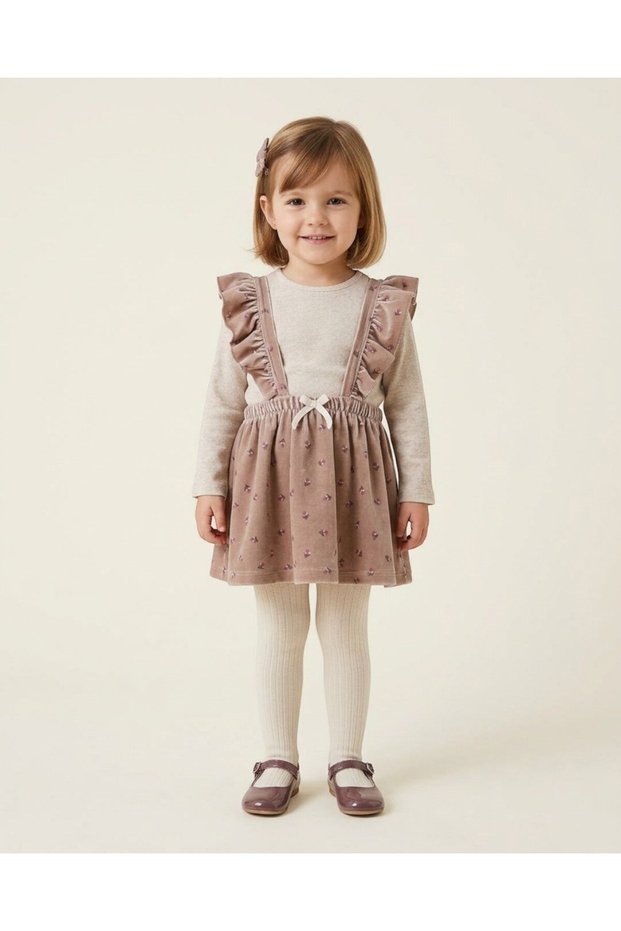 Girl's Salopet Dress and Badi 2-Piece Set 2-3-4-5-6 Years Old