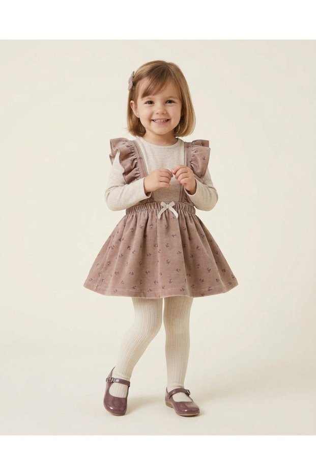 Girl's Salopet Dress and Badi 2-Piece Set 2-3-4-5-6 Years Old