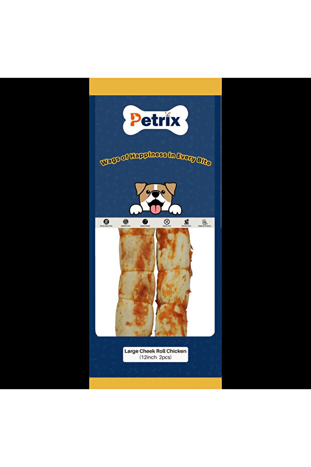 Large Cheek Roll Chicken Flavour Dog Chew Treat (10 Inch, 2 Pcs)