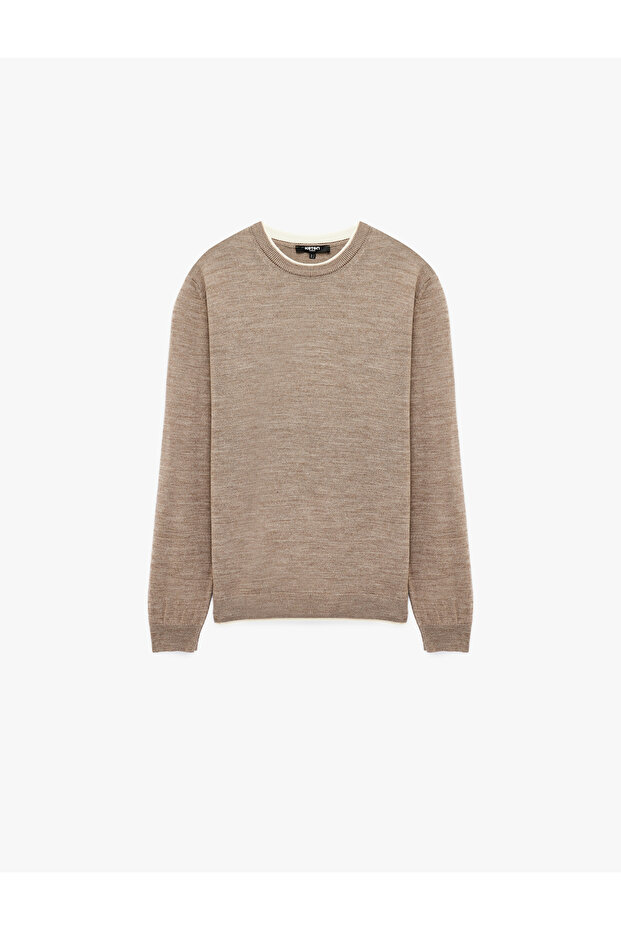 Long Sleeve Detailed Crew Neck Knit Sweater