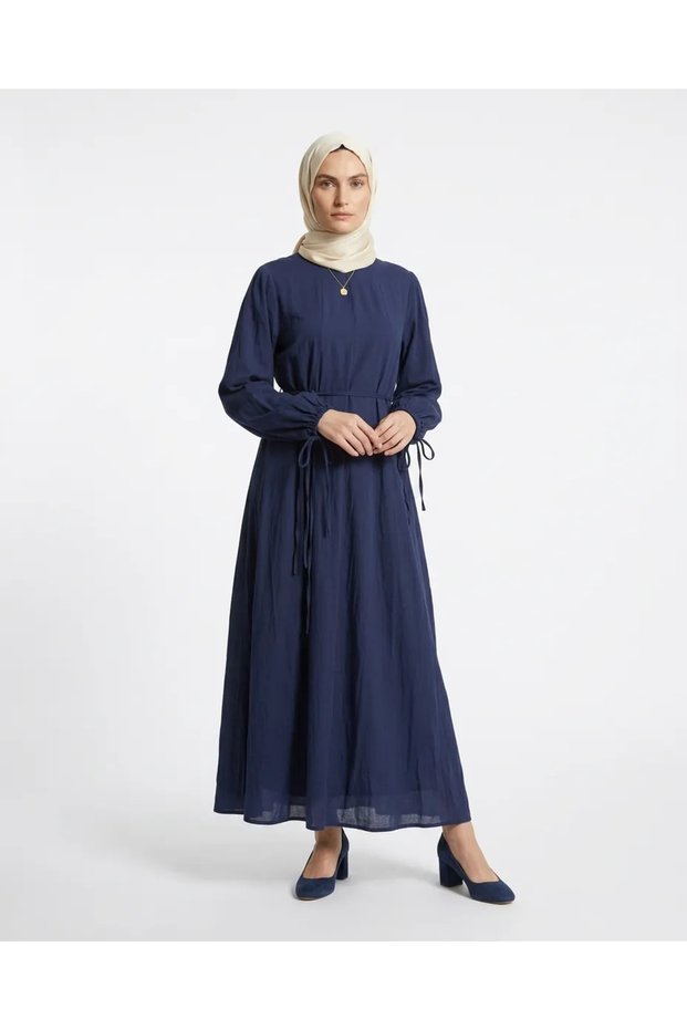 Lace-Up Comfortable Loose Fit 100% Cotton Muslin Dress