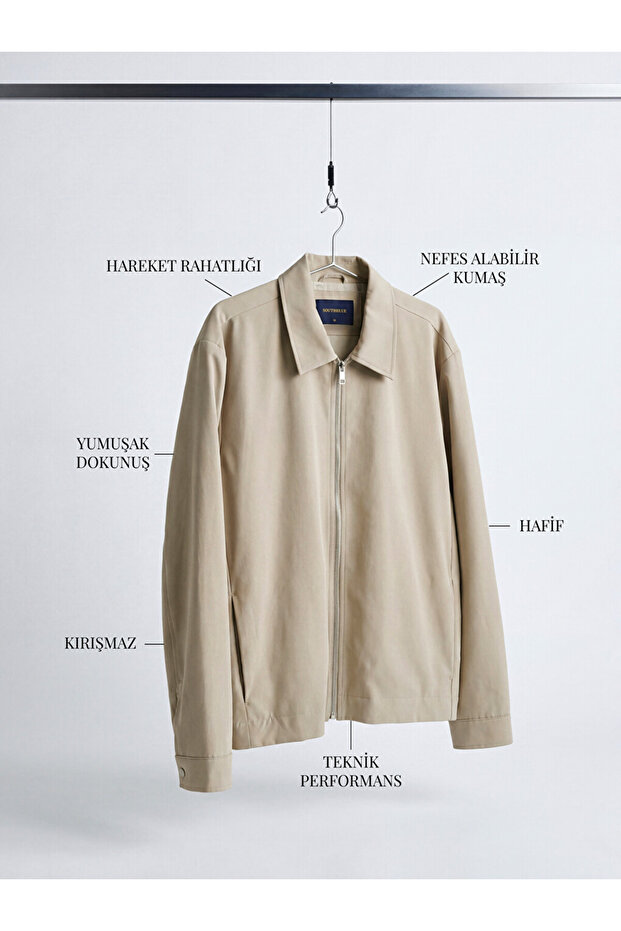 Vizyon New Season Beige Regular Fit Soft Touch Men's Jacket