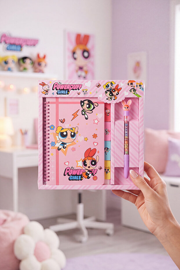 Powerpuff Themed Stationery Set - Notebook + Pen
