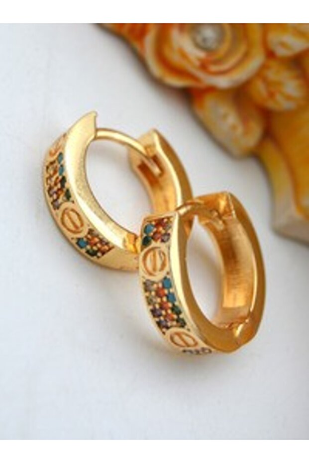 Zircon Stone Jewelry Earrings - Gold Color -