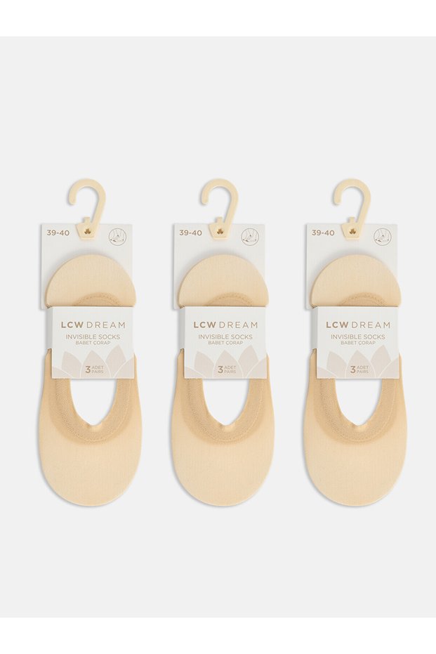 Alita City Lcw Dream Beige Plain 3-Pack Women's Ballerina Socks