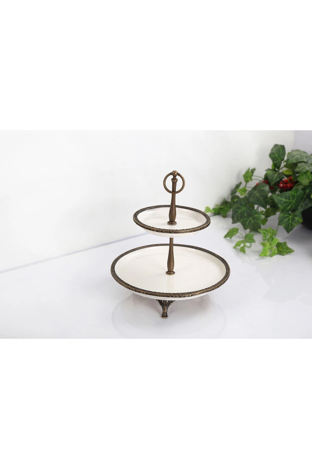 2-Tier Antique Porcelain Presentation Plate 30Cm/19Cm