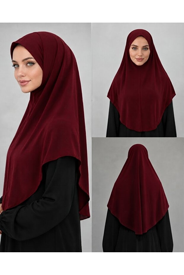 Malaysian Model Sandy Ready Hijab Khimar Scarf Hajj Umrah Prayer Suitable for Daily Use Burgundy