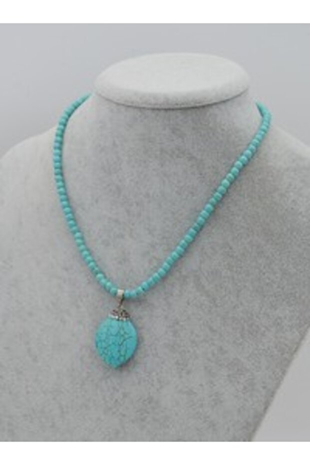 Turquoise Stone Necklace - Turquoise -