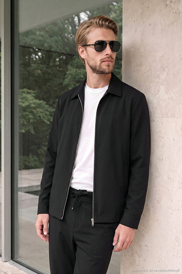 Zippered Classic Collar Jacket Men's Jacket Cf26W3410981