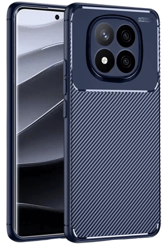غطاء متوافق مع هاتف Redmi Note 14 Pro 5G مع تركيز تلقائي وغطاء كربوني - أزرق داكن