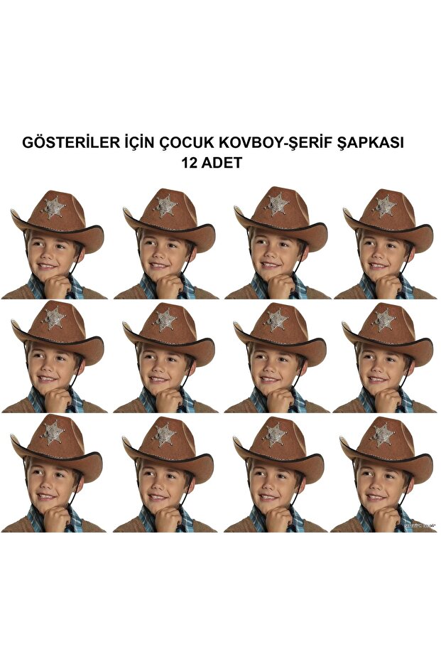 Spt-Gld Cowboy Sheriff Hat Brown 12 Pieces - Costume, Party, and (10743) Show Hat