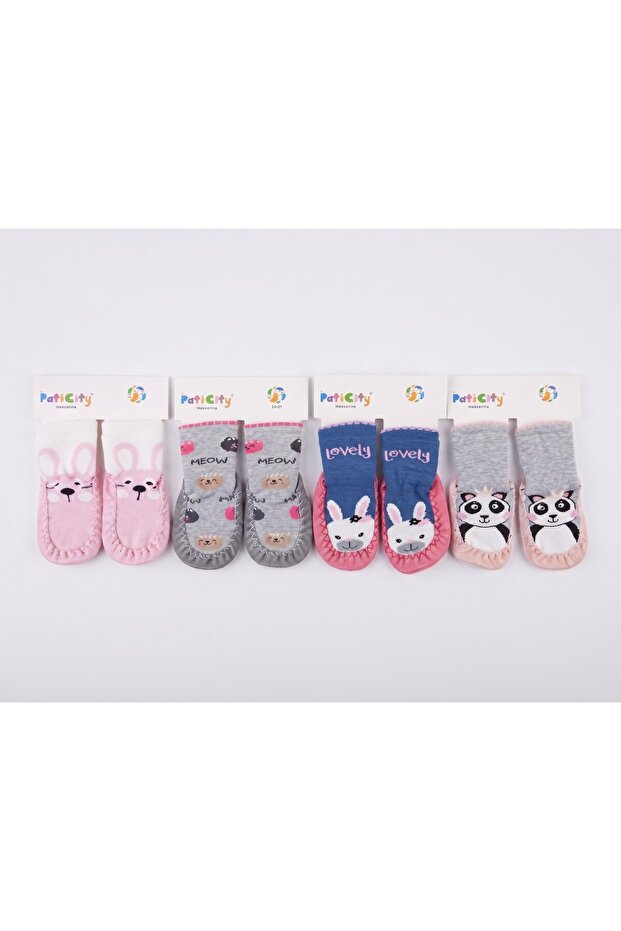 Children's Sandal Socks Leather Non-Slip 4 Pieces