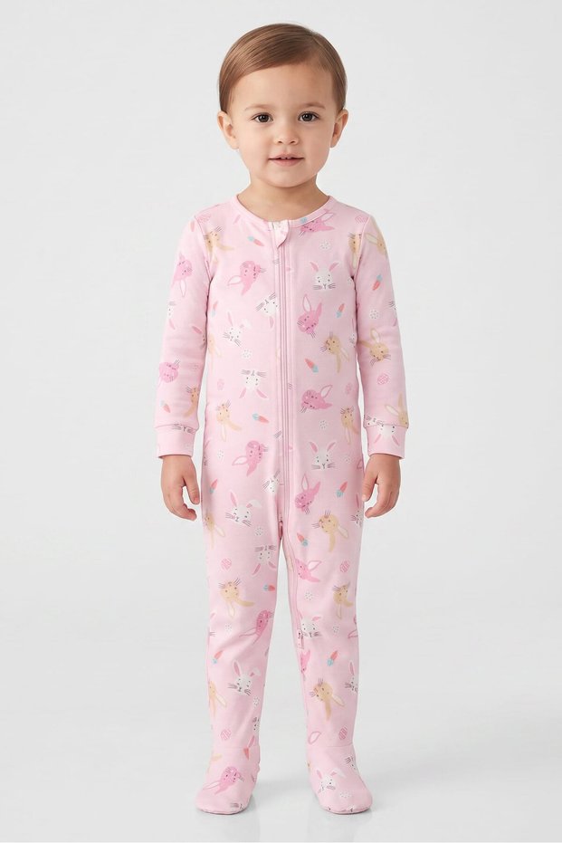 Toddlers Girl Graphic Print Long Sleeve Sleepwear, Pink