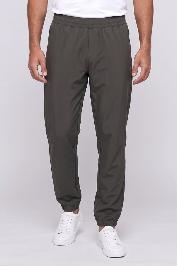 Men Sportswear Fit Drawstring Training Track Pants, Dark Olive