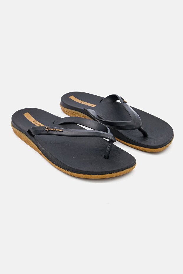 Men Brand Logo Flip Flop Slip On Slipper, Black