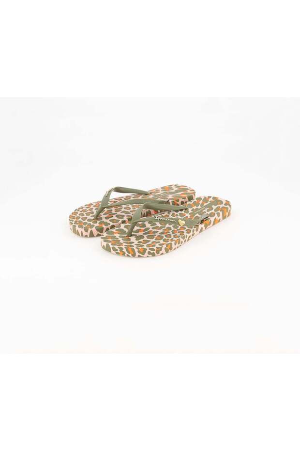 Women Animal Print III Slipper, Olive and Beige Combo