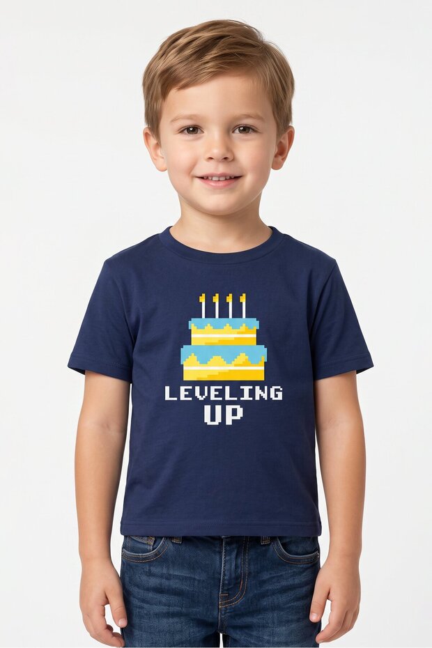 Kids Boy Graphic Print Short Sleeve Top, Navy Blue