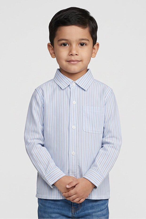 Toddlers Boy Stripe Long Sleeve Casual Shirt, Multicolor