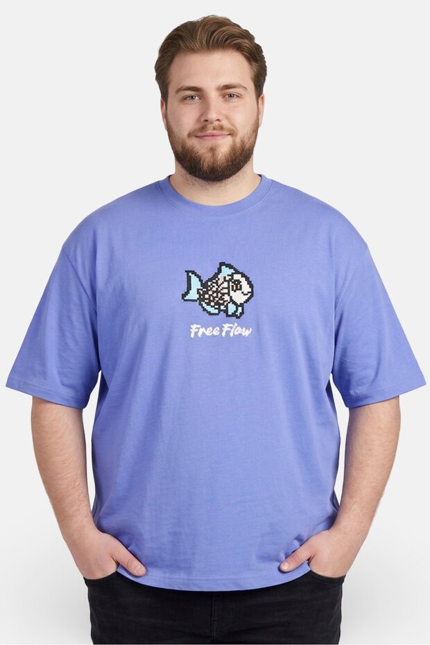 Zoox Men Crew Neck Embroidered Short Sleeve T-Shirt, Blue