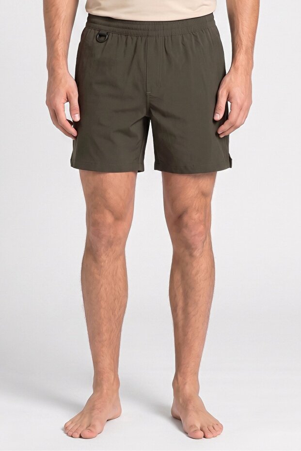Men Solid Board Shorts, Olive