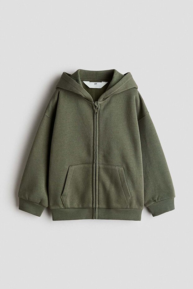 Zip-through brushed-inside hoodie