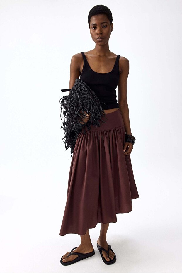 Asymmetric midi skirt
