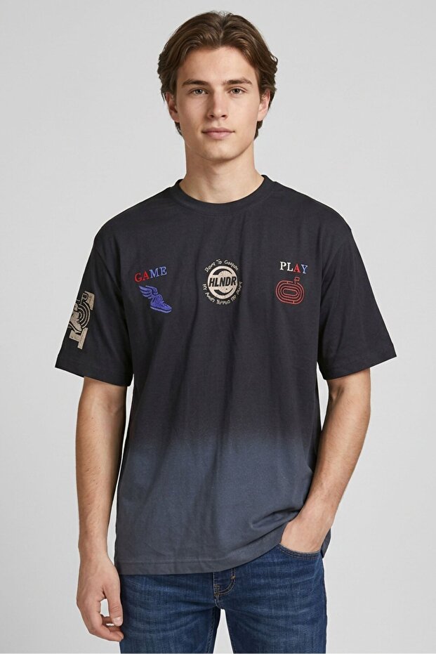 Strt Men Crew Neck Short Sleeve Graphic Print T-Shirt, Black