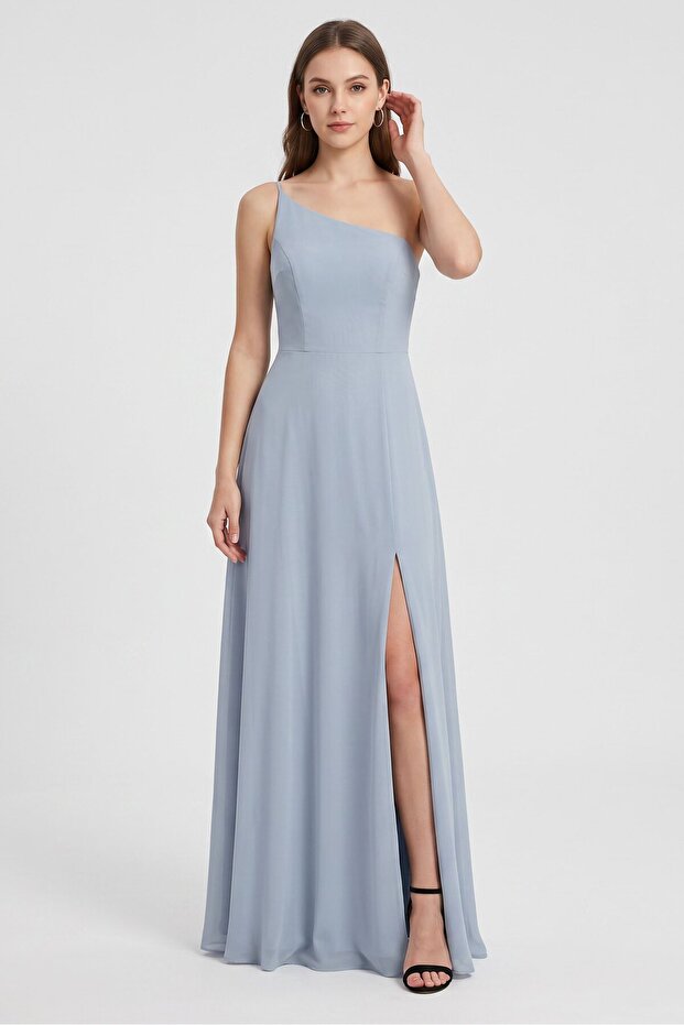 Women Solid Casual Maxi Dress, Dusty Blue
