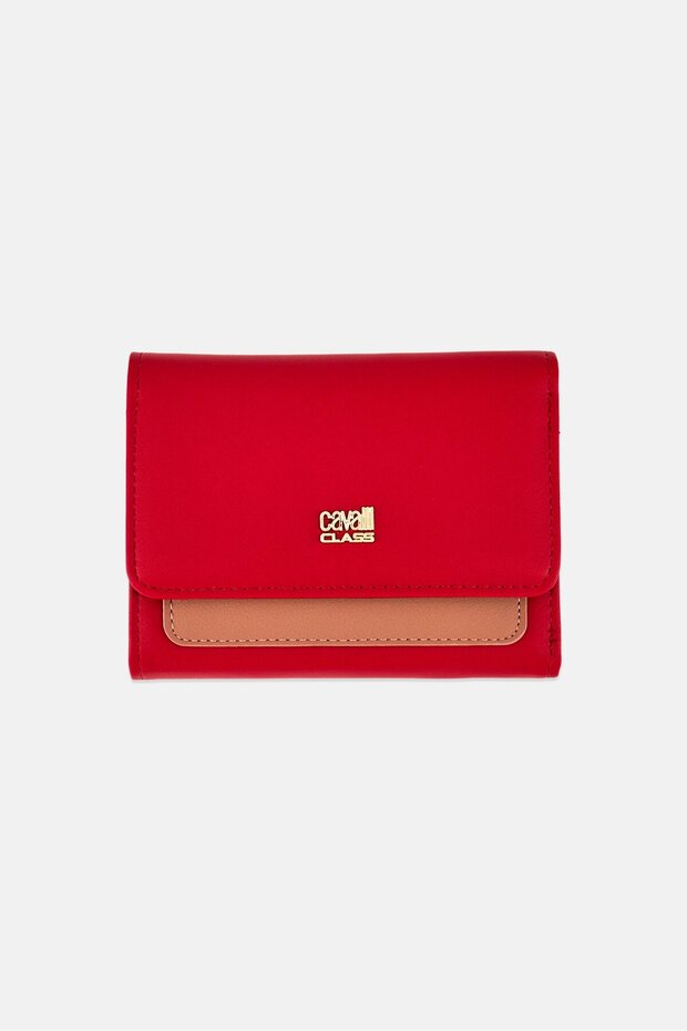 Women Brand Logo Wallet, Dark Red