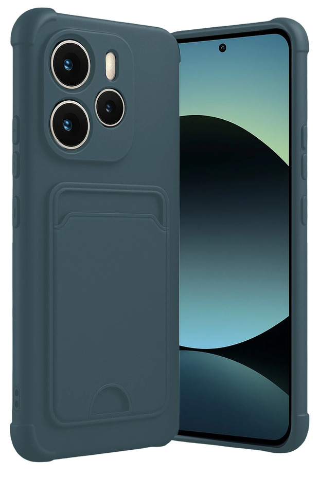 Spt-Gld Newface Redmi Note 14 4g Kelvin Silicone with Business Card Holder - (95729) Dark Green