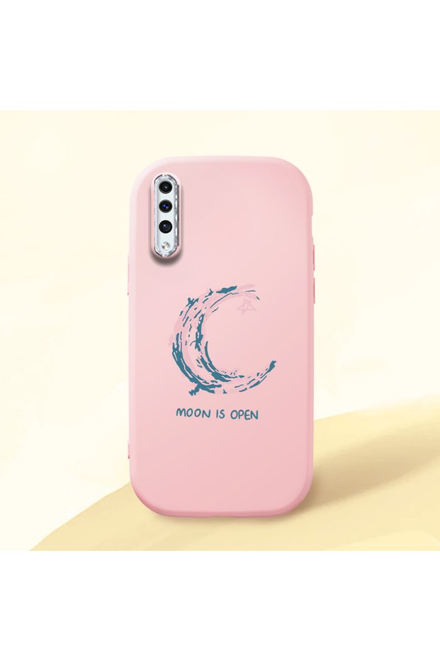 Pink Silicone Case Compatible with Samsung Galaxy A50/A50S/A30S Shock Absorbing Camera Protected Moon and Star Pattern