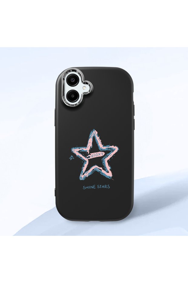 Samsung Galaxy A06 4g Compatible Shock-Absorbing Camera Protected Black Silicone Case Star Pattern