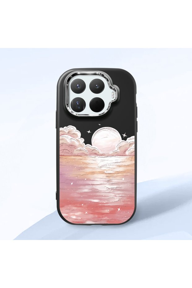 Mi 15t Pro Compatible Shock-Absorbing Camera Protected Black Silicone Case Sunrise at Sea