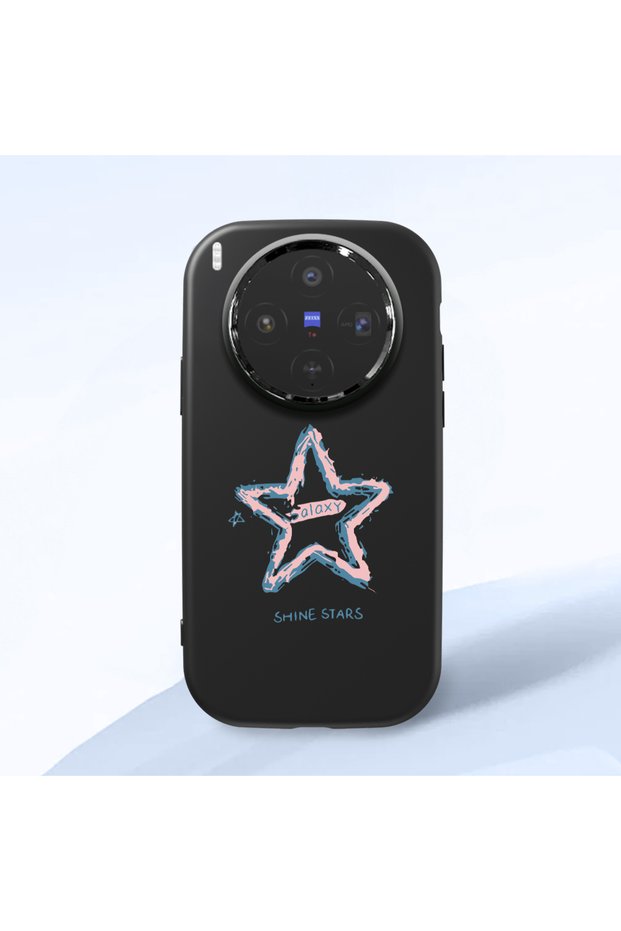 Vivo X300 Compatible Shock-Absorbing Camera Protected Black Silicone Case Star Pattern