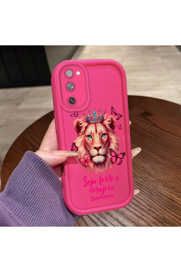 Samsung Galaxy S20 Fe 4G/5G Compatible Pink Red Silicone Lion King and Butterfly Pattern Case Shockproof Camera Protection