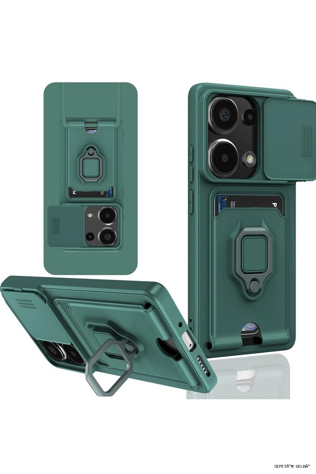 Spt-Gld Newface Redmi Note 13 Pro 4g Case Zuma Silicone with Business Card Holder and Ring (114526) - Green