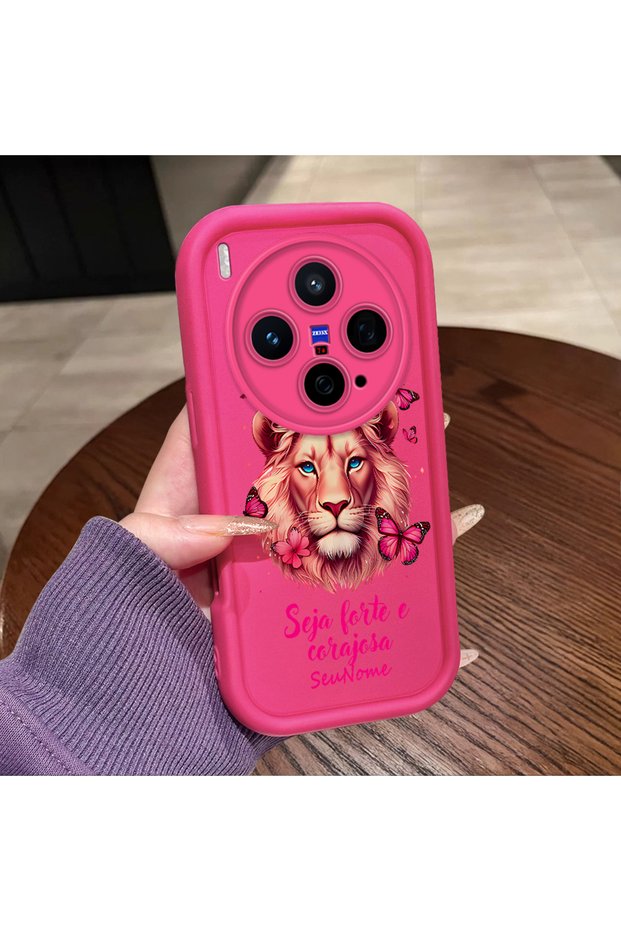 Vivo X300 Compatible Pink Red Silicone Lion King and Butterfly Pattern Case Shockproof Camera Protection