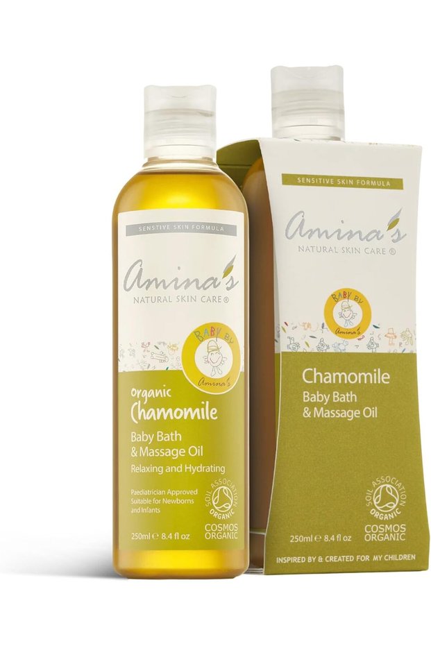 Organic Baby Oil for Sensitive Skin - Calming Chamomile Massage Oil, Pediatrician Approved Bath & Body Treatment