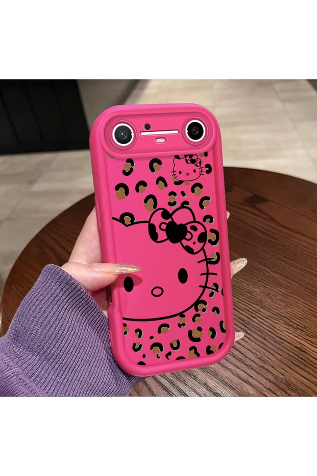 Tecno Pova Slim Compatible Pink Red Silicone Leopard Pattern Kitty Case Shockproof Camera Protection