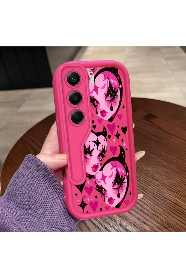 Tecno Camon 40 Compatible Pink Red Silicone Heart Mask Pattern Case Shockproof Camera Protection