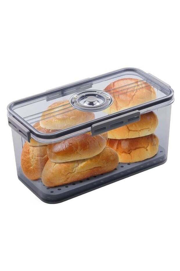 Airtight Bread Box with Time Recording Dial,Stackable Food Storage Container for Kitchen Countertop,Grey