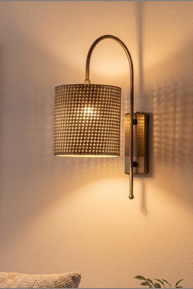 Ratta Wicker Textured Rustic Modern Beige Sconce