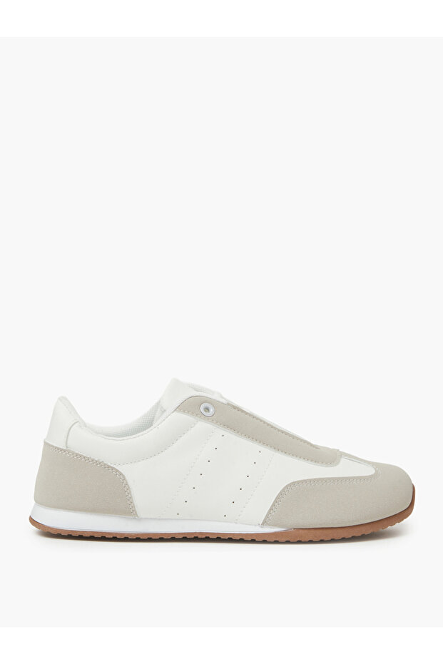 White Lace-Up Retro Sneakers