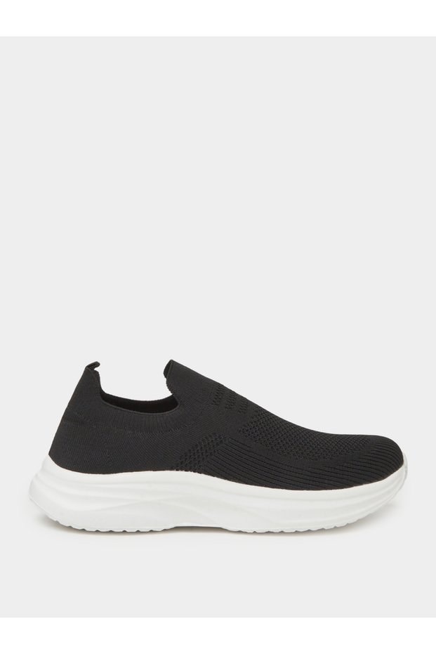 Black Knit Slip-On Casual Sneakers
