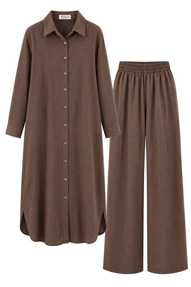 Long Shirt |   Wide Leg Pants Set