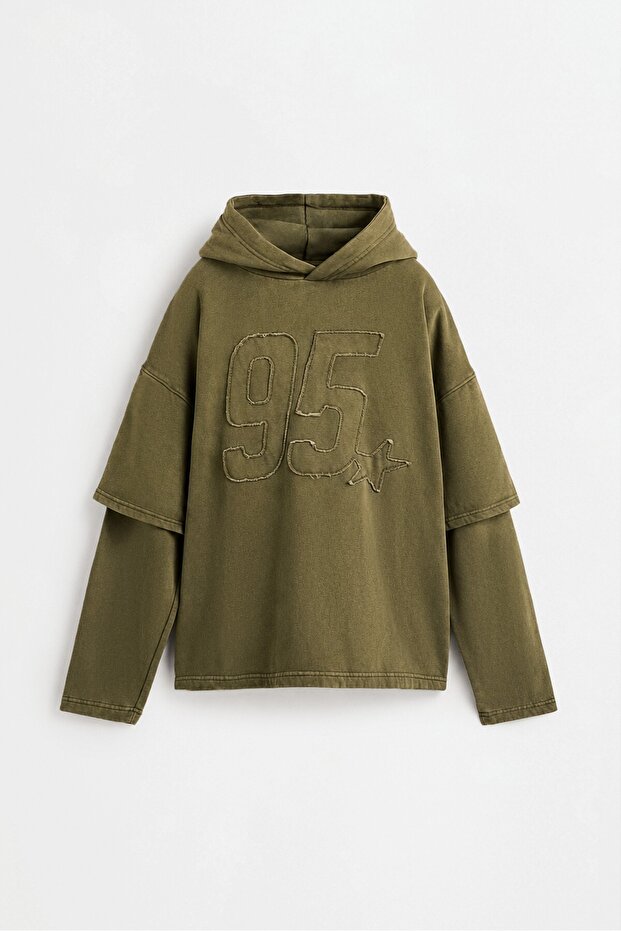 Numaralı soluk efektli sweatshirt
