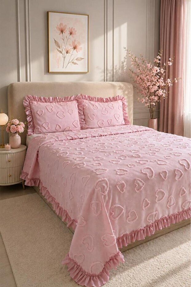 Ruffle Pure Love 3 Piece Double Pique Set Powder