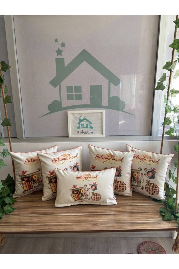 5Li-E673 Cream Floor Fall Patterned Throw Pillow Cover Combination