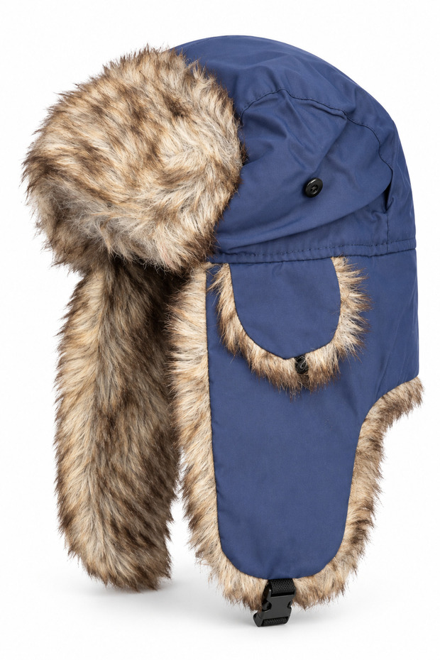 Unisex Pilot Beanie with Headphones, Fur-Lined Winter Hat