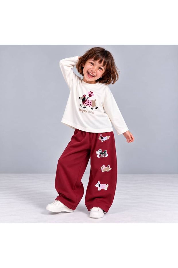 Girl's Dog Embroidered Suit
